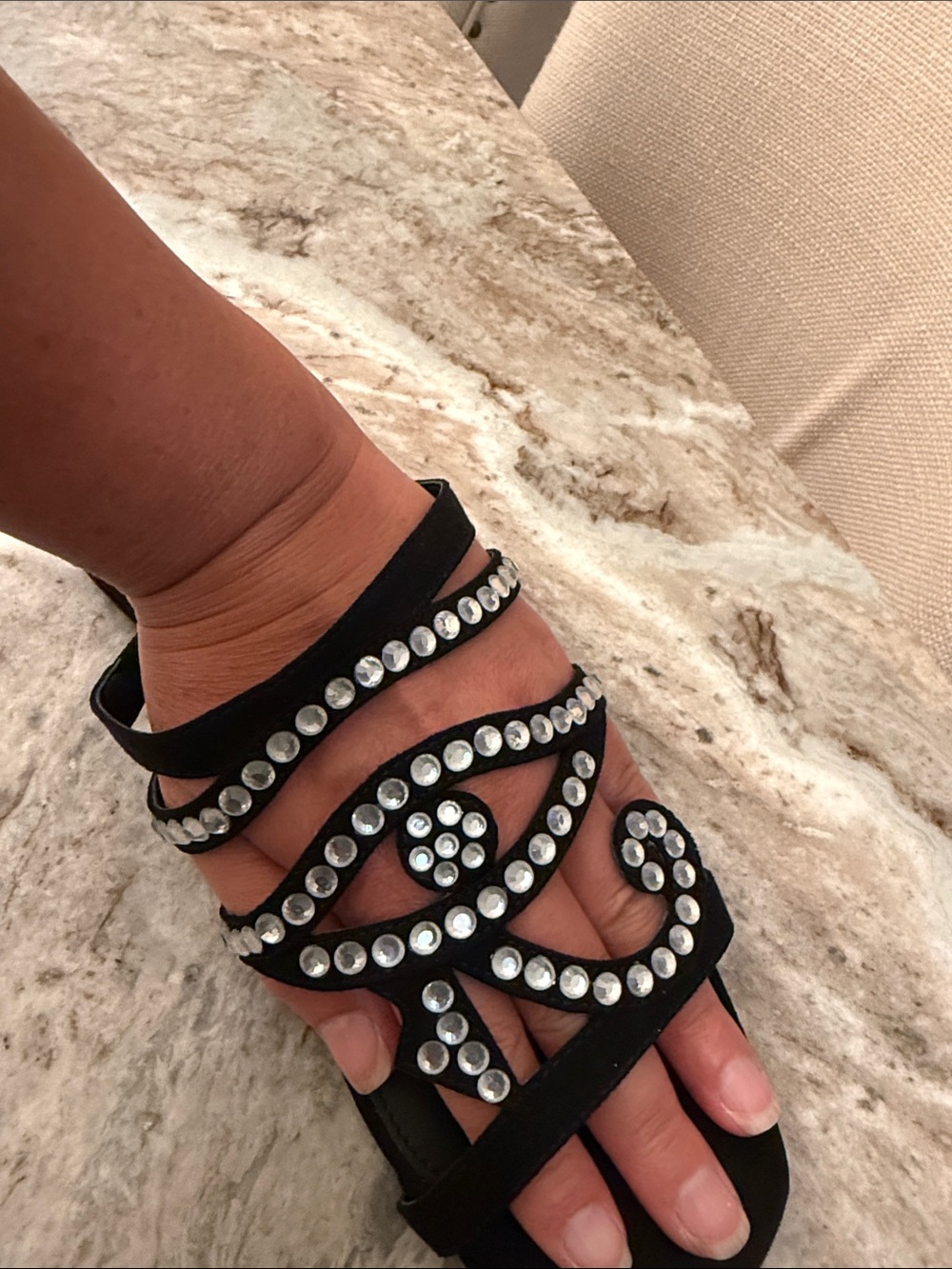 Katy Perry Collections Black Crystal Embellished Slide Mules - Picture 2 of 5